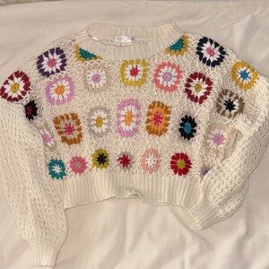 Crochet cropped crochet sweater NWOT FASTSHIPPING SMOKE FREE#eclecticgrandma
